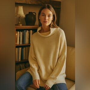 Free People Ottoman Cream Cowl Neck Sweater | Small |